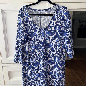 Lilly Pulitzer Cori V-Neck Mini Dress Resort Navy Beach Bathers Blue SMALL VEUC